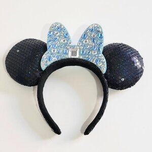 Disney Black and Blue Sequin Minnie Mouse Ears Headband